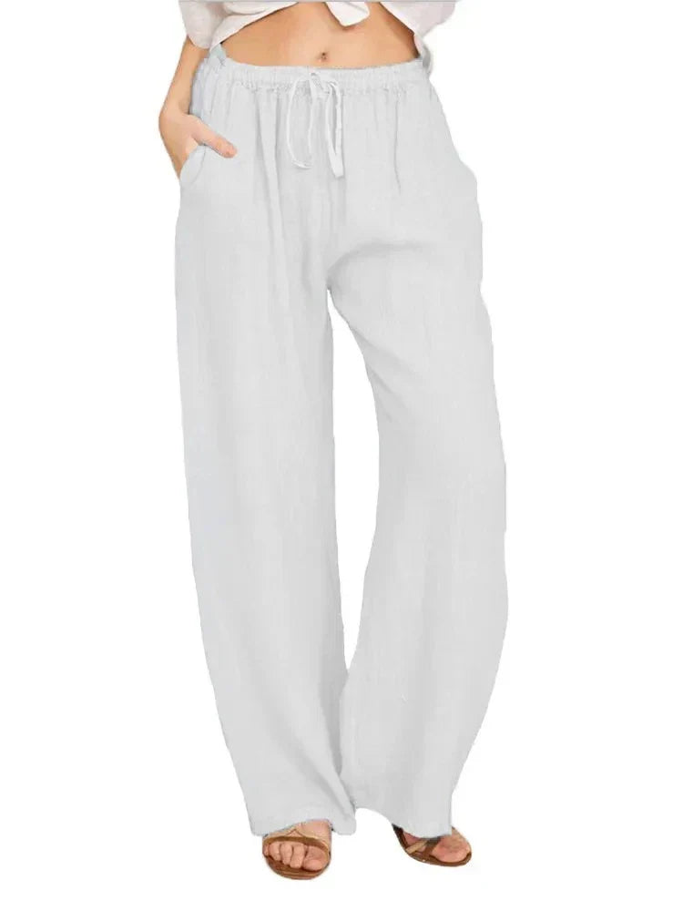 Women's Relaxed Linen Wide-Leg Trousers