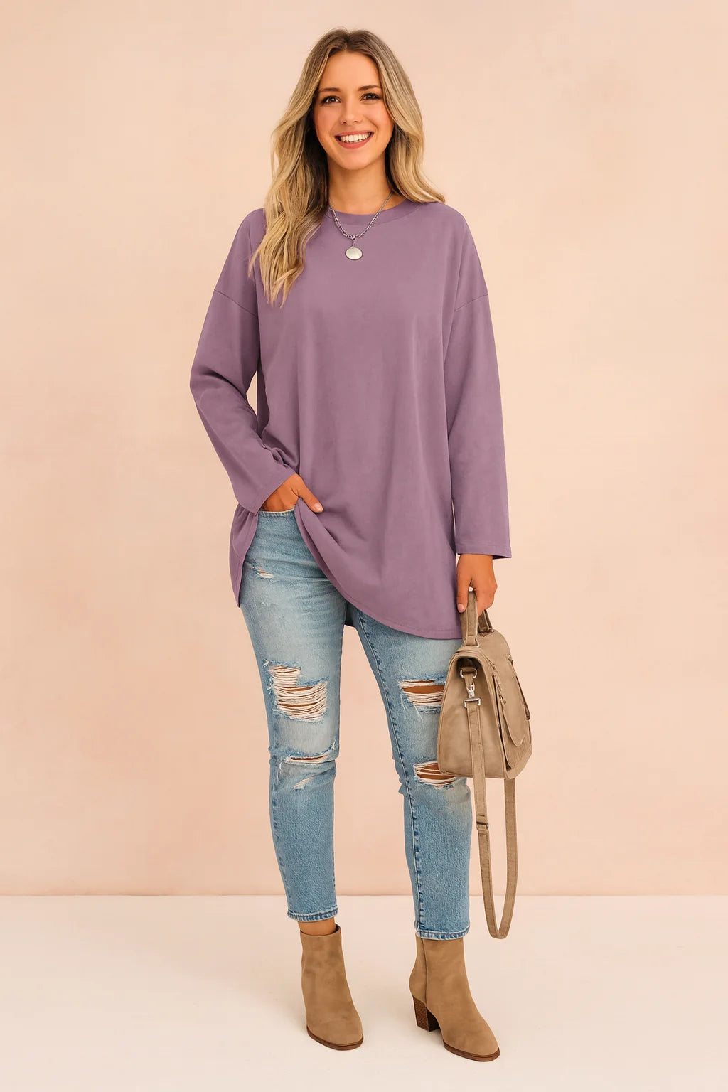 Women's Relaxed Long Sleeve Tunic Top