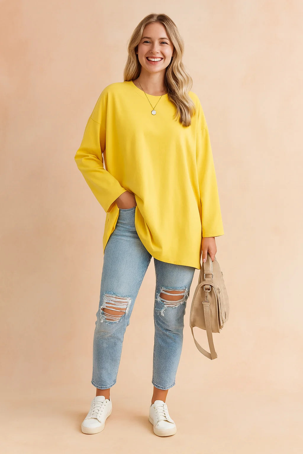 Women's Relaxed Long Sleeve Tunic Top