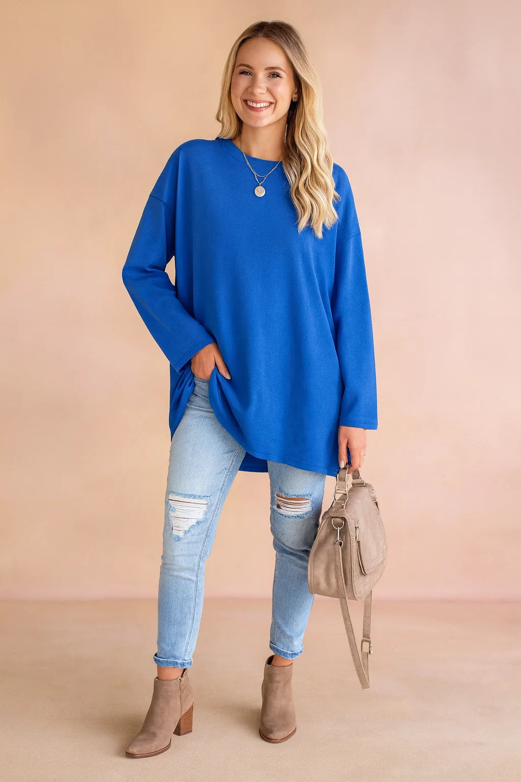 Women's Relaxed Long Sleeve Tunic Top