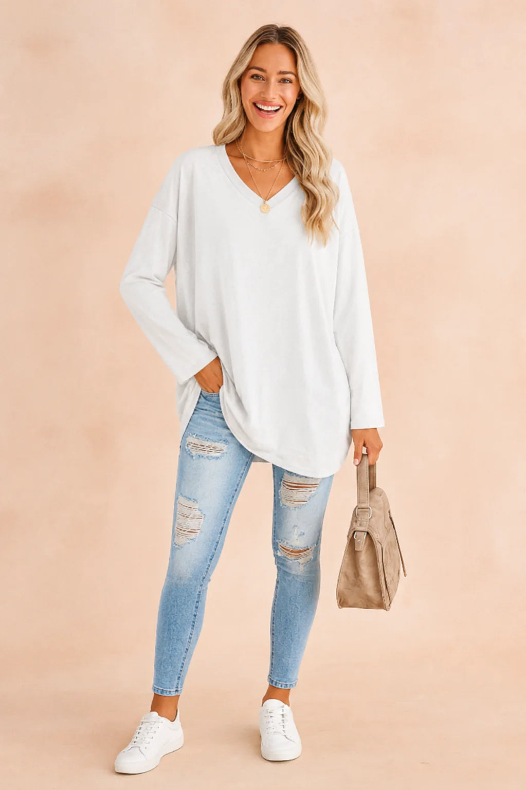 Women's Relaxed Long Sleeve Tunic Top