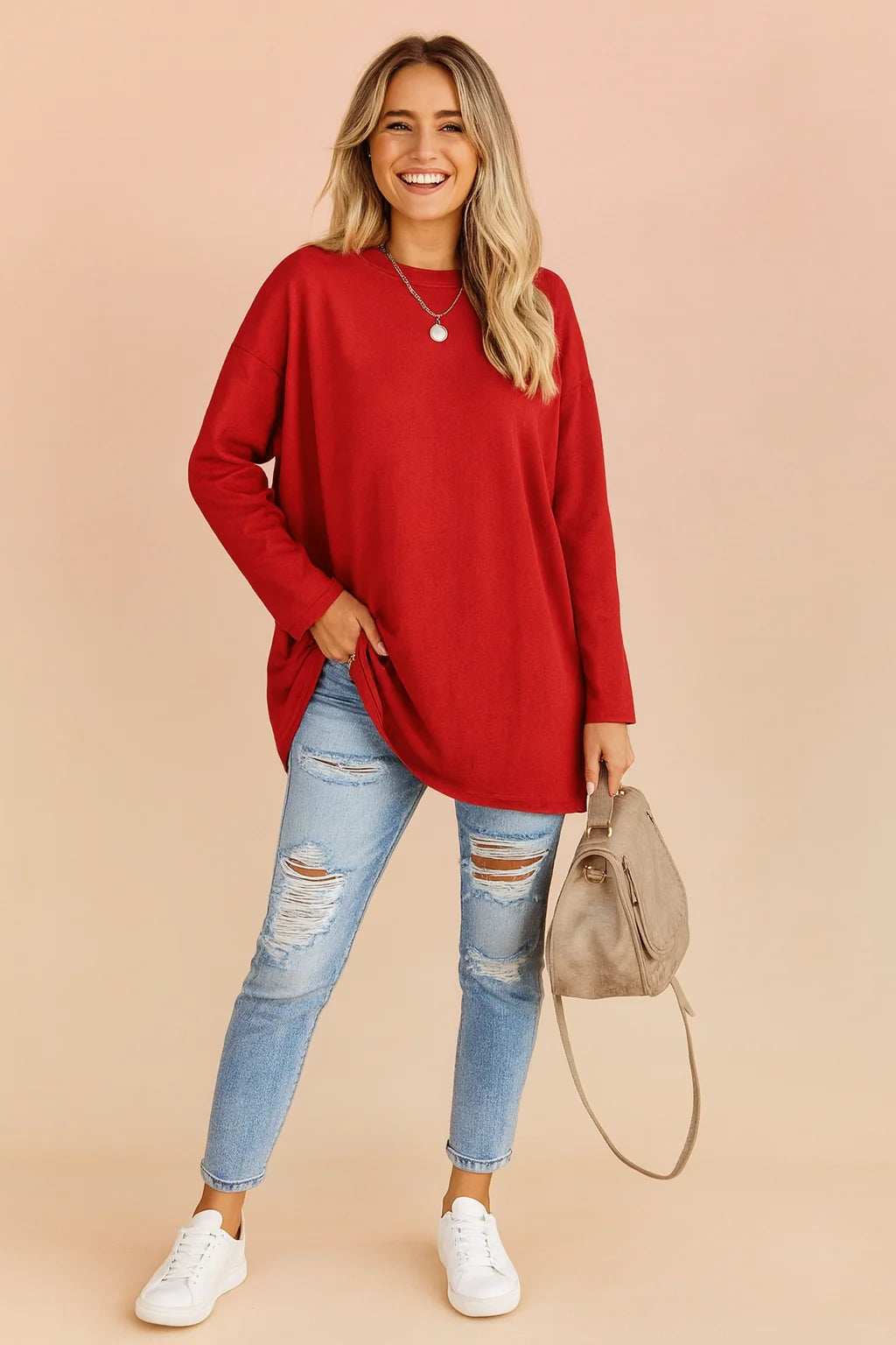 Women's Relaxed Long Sleeve Tunic Top