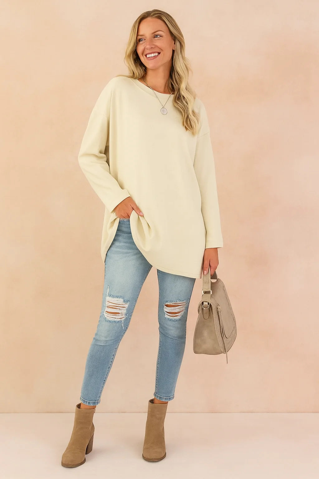 Women's Relaxed Long Sleeve Tunic Top