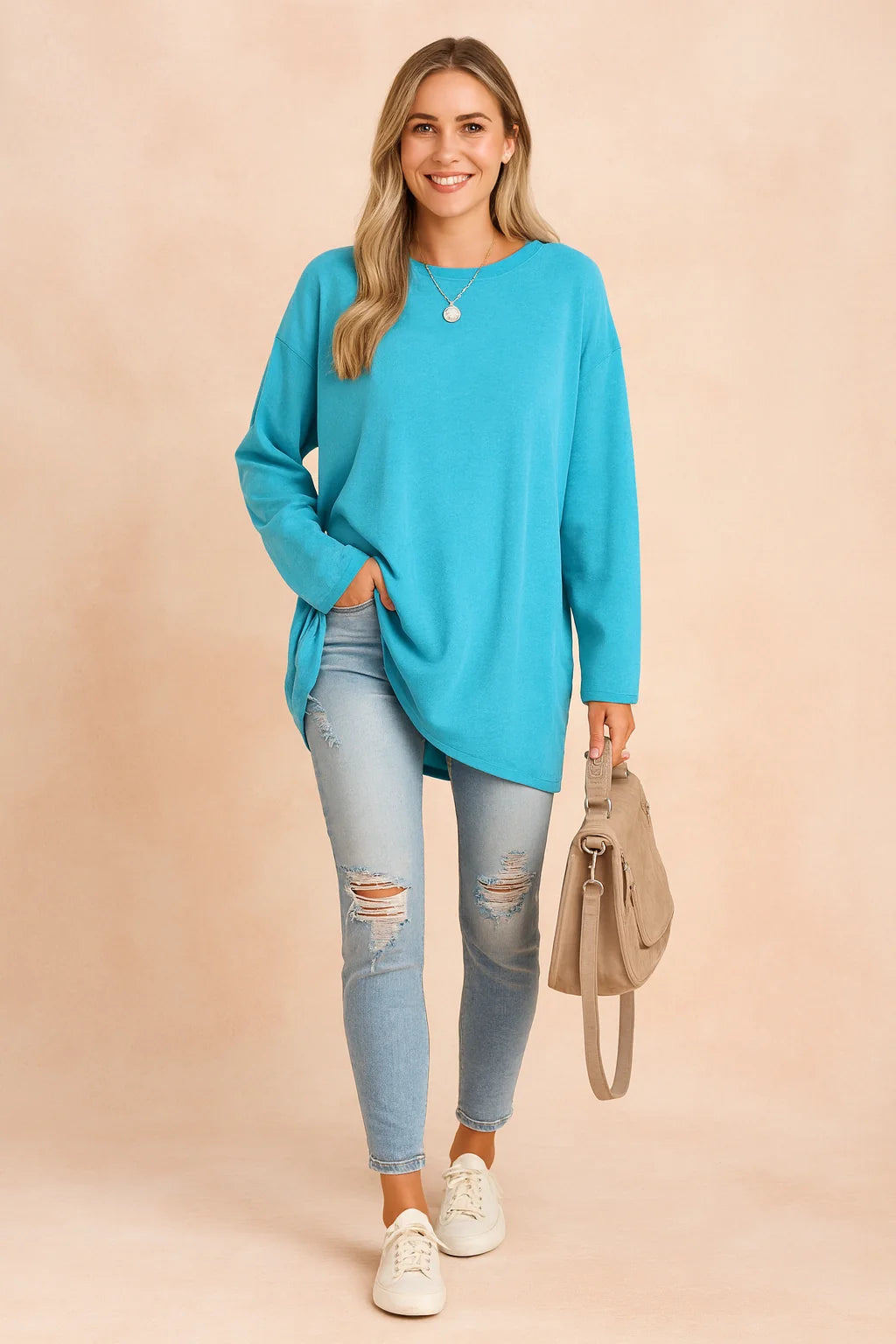 Women's Relaxed Long Sleeve Tunic Top