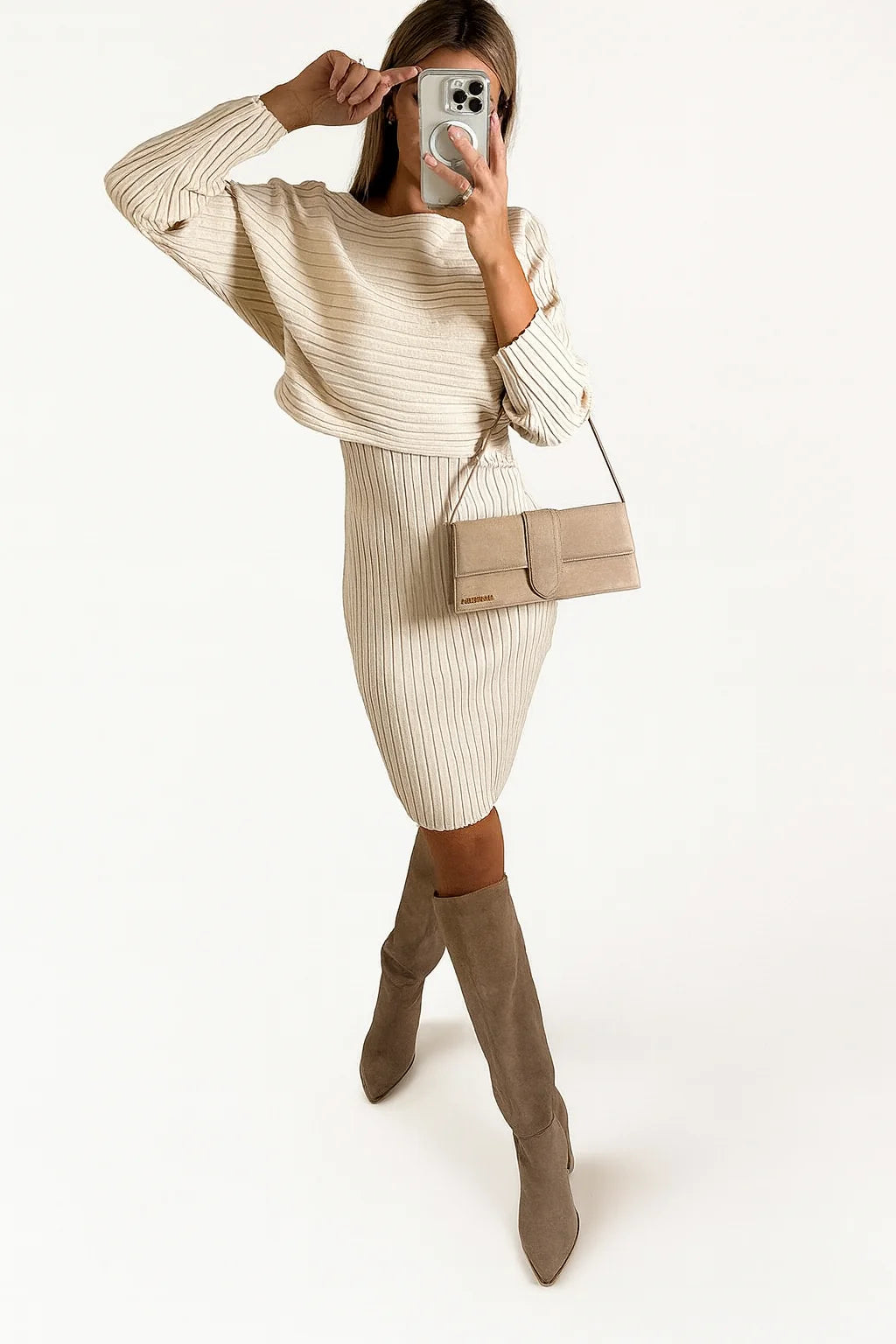 Women's Ribbed Knit Midi Set