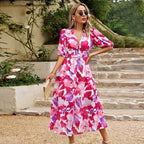 Women's Romantic Floral Midi Dress