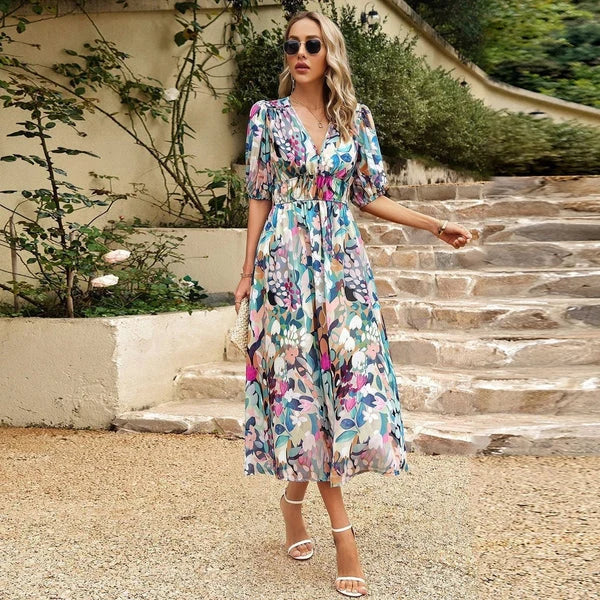 Women's Romantic Floral Midi Dress