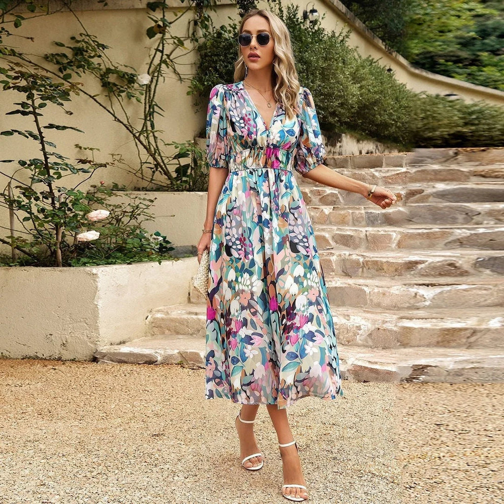 Women's Romantic Floral Midi Dress