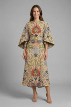 Women's Round Neck Wide-Sleeve Midi Dress