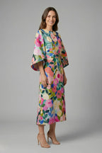 Women's Round Neck Wide-Sleeve Midi Dress