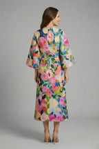 Women's Round Neck Wide-Sleeve Midi Dress