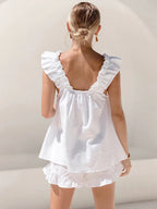 Women's Ruffle Linen Blend Shorts Set