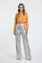 Women's Sequin Straight-Leg Party Trousers
