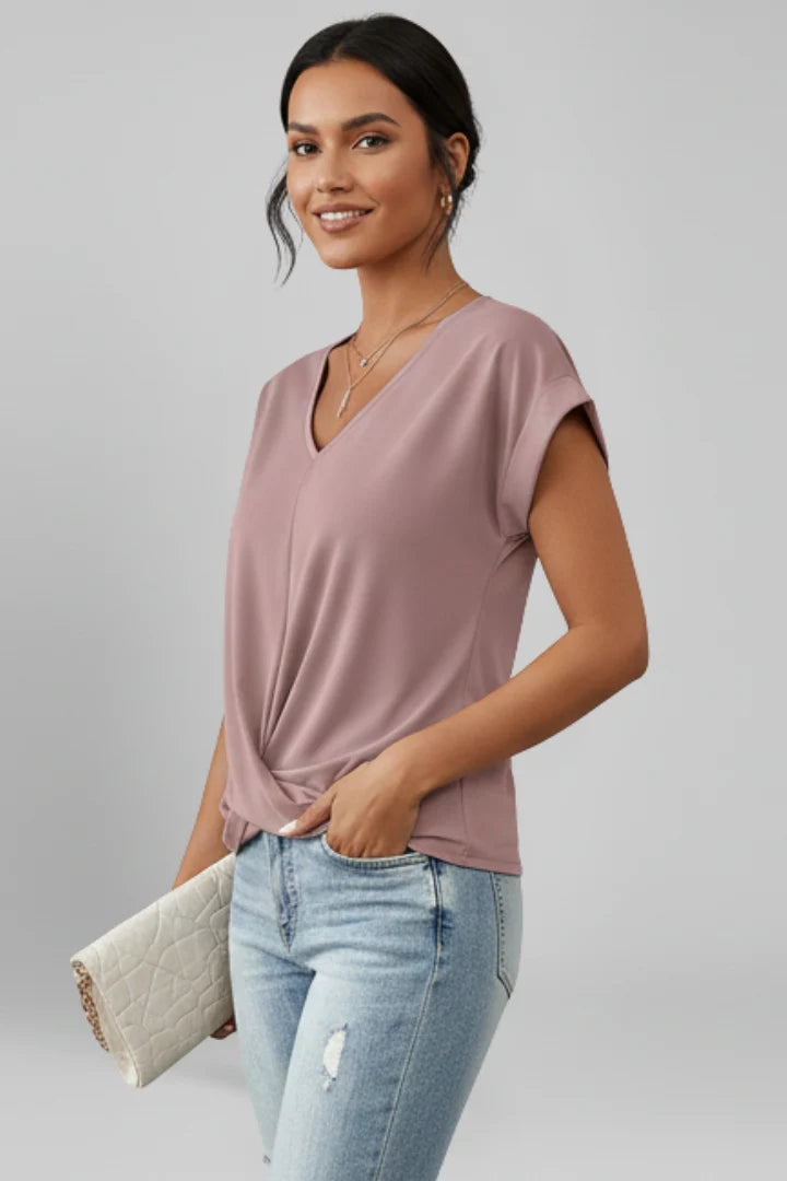 Women's Short-Sleeve V-Neck Blouse