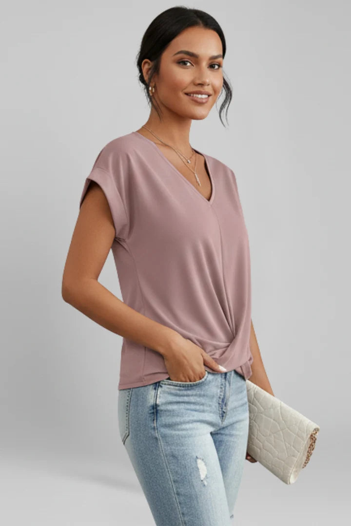Women's Short-Sleeve V-Neck Blouse