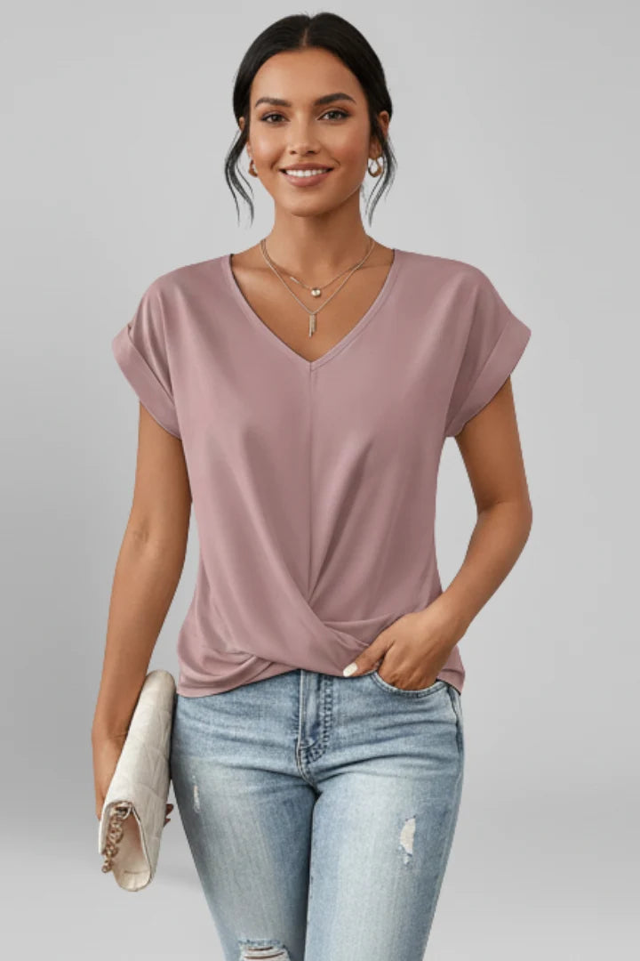 Women's Short-Sleeve V-Neck Blouse