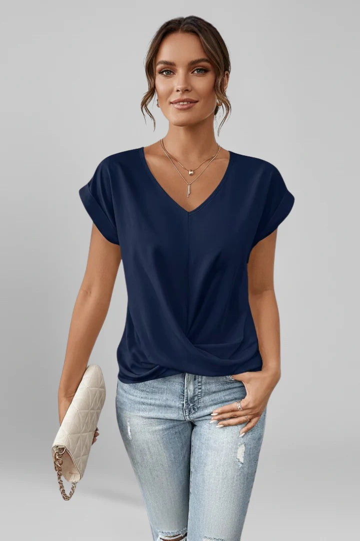 Women's Short-Sleeve V-Neck Blouse