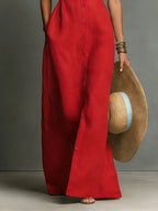 Women's Sleeveless Collared Linen Maxi Dress