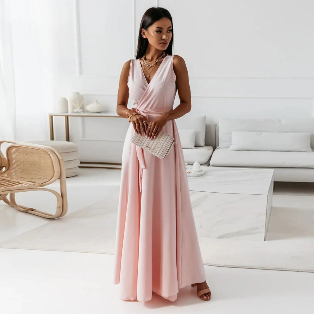 Women's Sleeveless Wrap Maxi Dress
