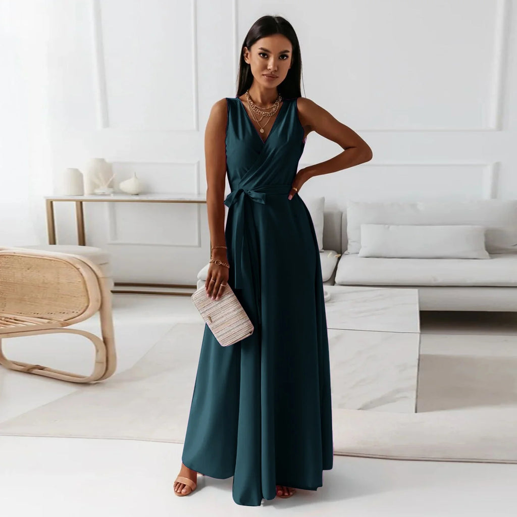 Women's Sleeveless Wrap Maxi Dress