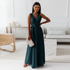 Women's Sleeveless Wrap Maxi Dress
