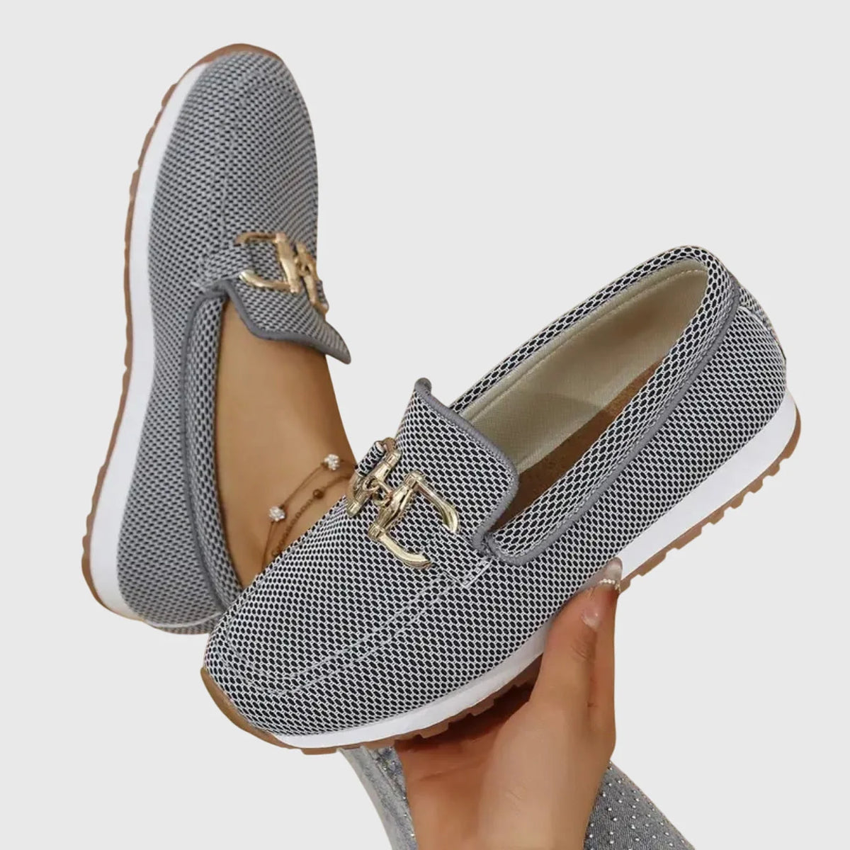 Women's Slip-On Mesh Horsebit Lug Sole Loafer Sneakers
