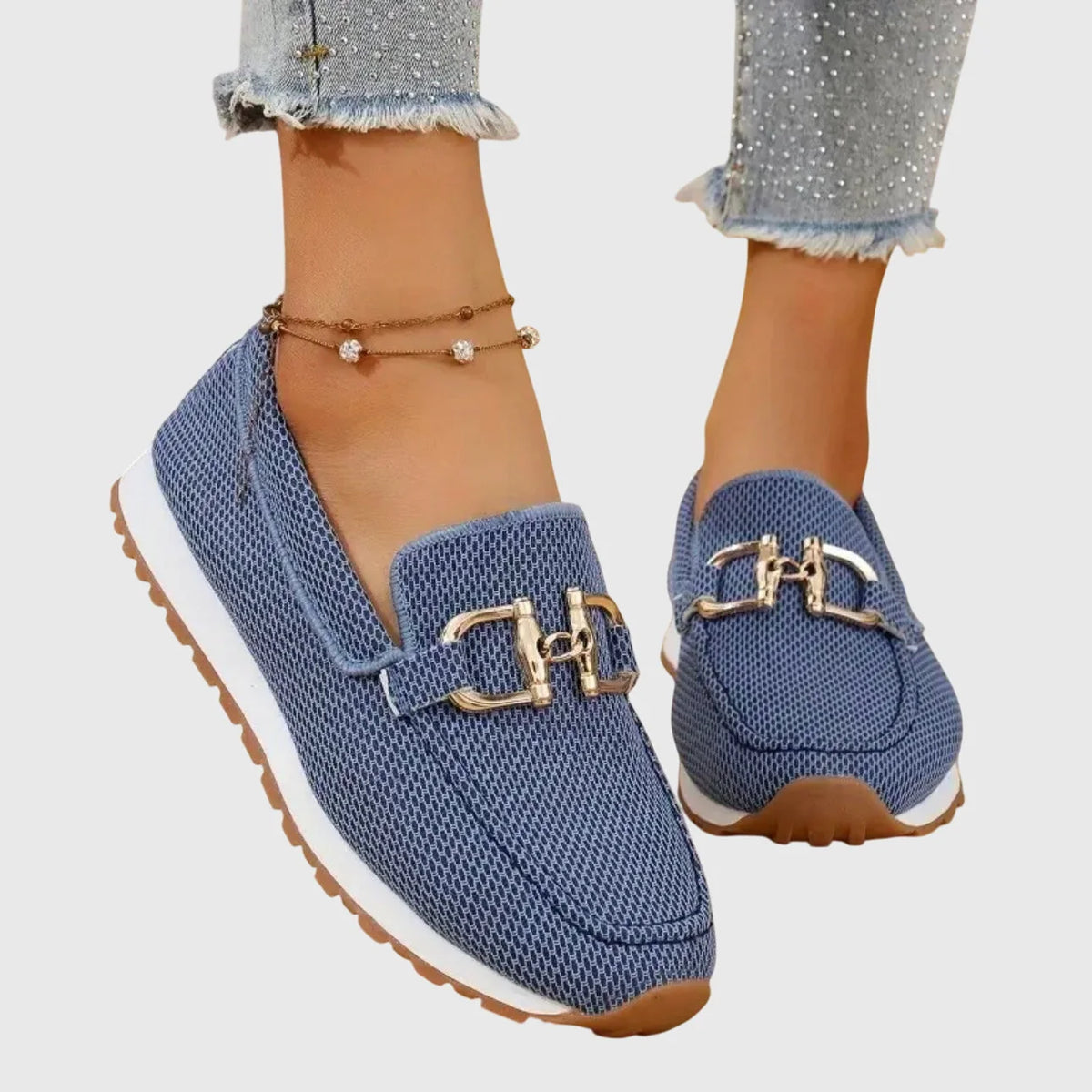 Women's Slip-On Mesh Horsebit Lug Sole Loafer Sneakers
