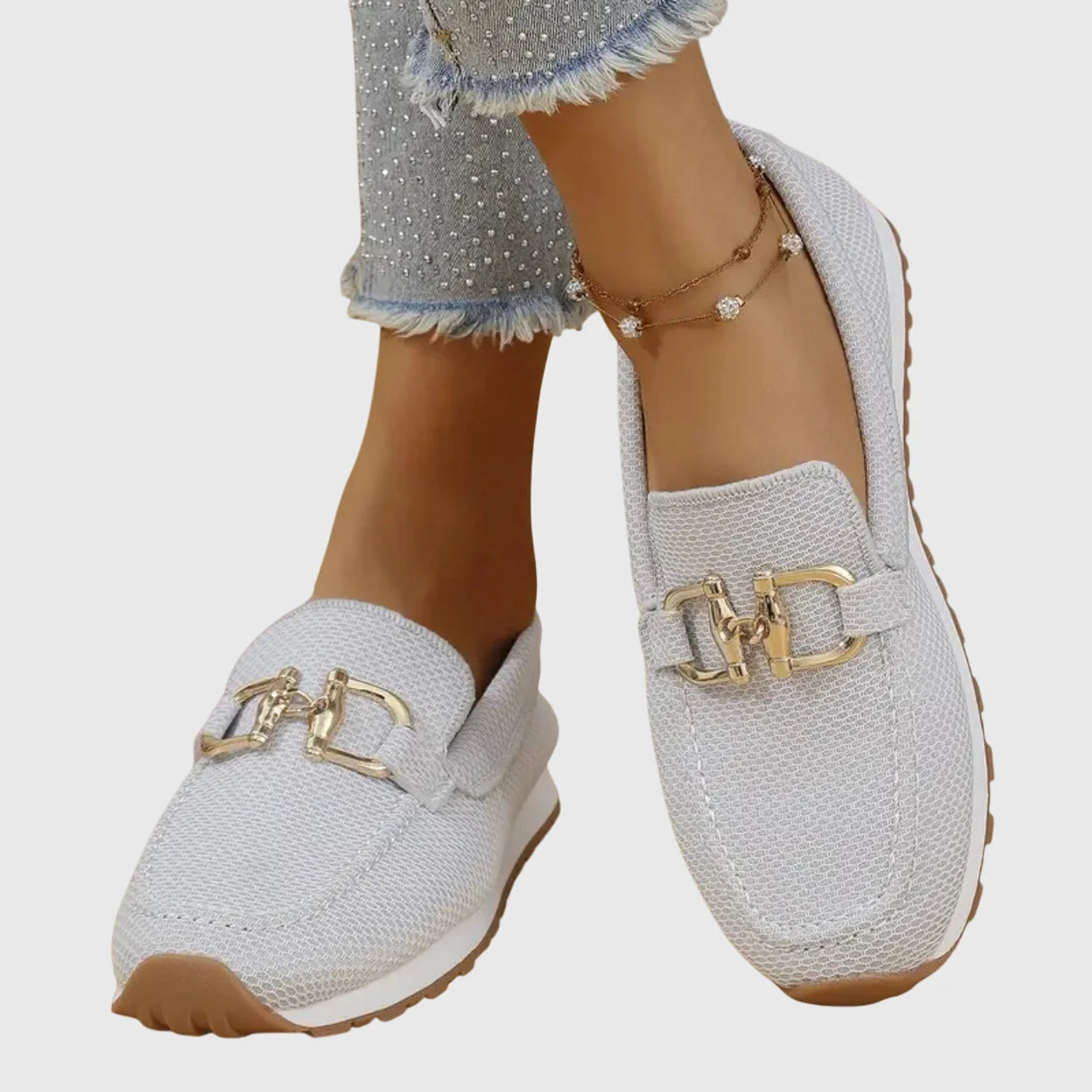 Women's Slip-On Mesh Horsebit Lug Sole Loafer Sneakers