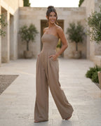 Women's Strapless Wide-Leg Jumpsuit