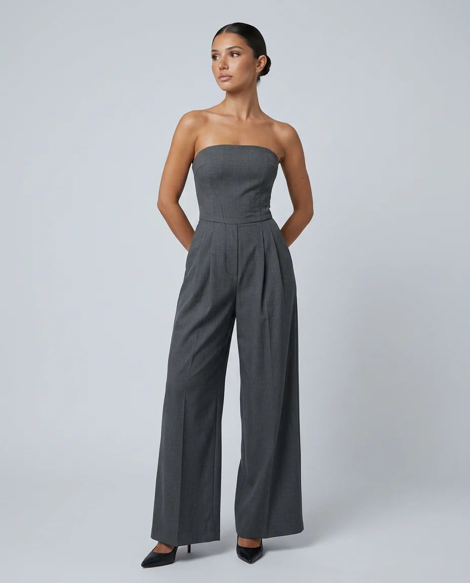Women's Strapless Wide-Leg Jumpsuit