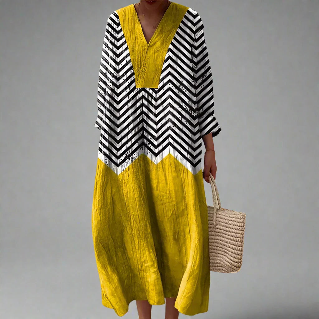 Women's Stylish Geometric V-Neck Dress