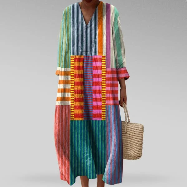Women's Stylish Geometric V-Neck Dress