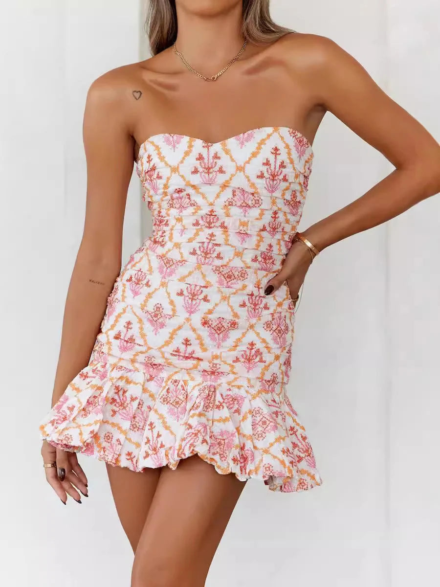 Women's Summer Casual Pleated Floral Midi Dress
