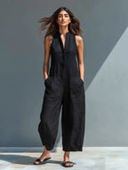 Women's Summer Casual Stand-Collar Sleeveless Jumpsuit