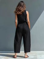 Women's Summer Casual Stand-Collar Sleeveless Jumpsuit