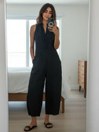 Women's Summer Casual Stand-Collar Sleeveless Jumpsuit