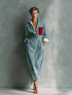 Women's Summer Casual Striped Chest-Pocket Shirt Dress