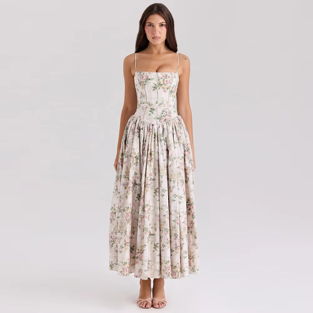 Women's Summer Floral Print Midi Dress