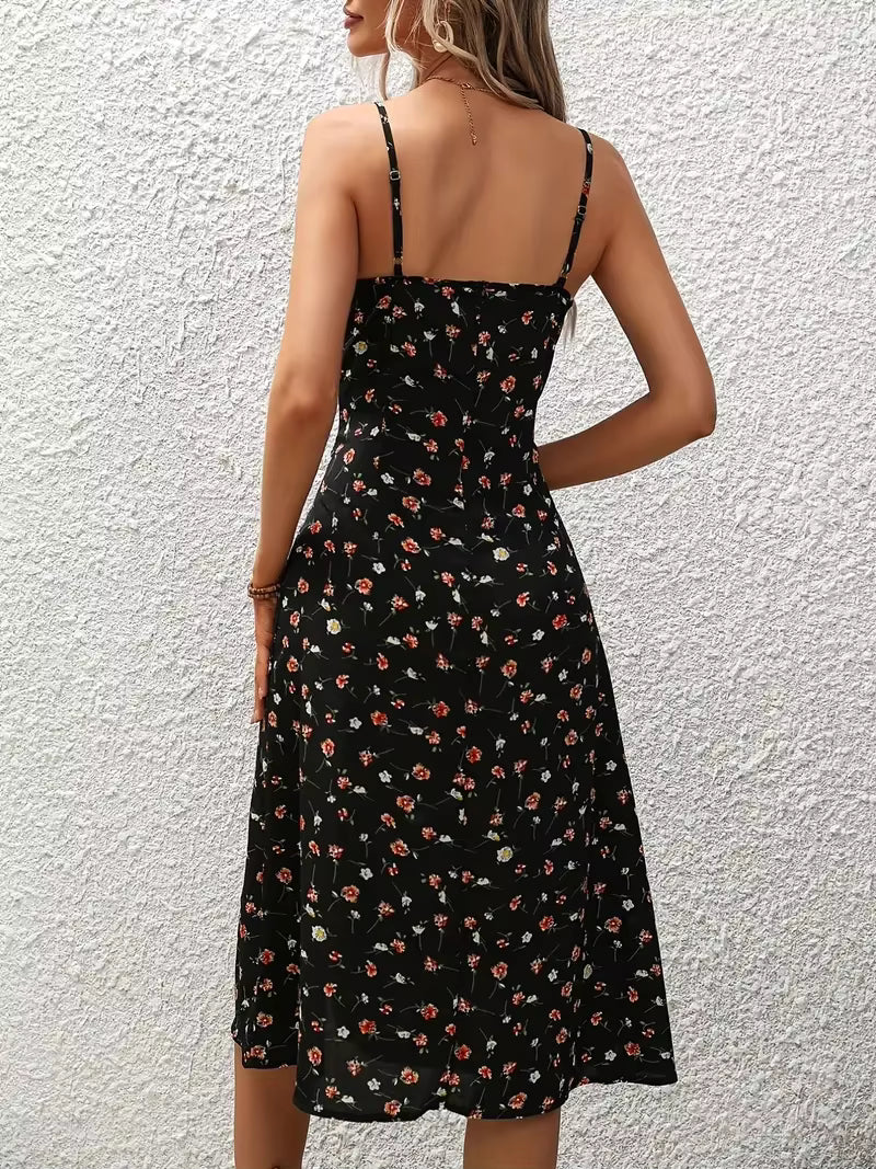 Women's Summer Floral Print Midi Dress