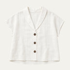 Women's Summer Linen Blend Button-Front Top