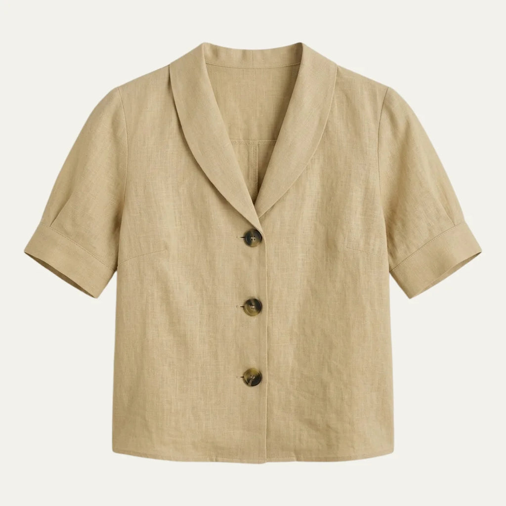 Women's Summer Linen Blend Button-Front Top
