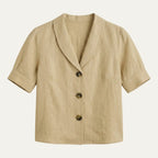 Women's Summer Linen Blend Button-Front Top
