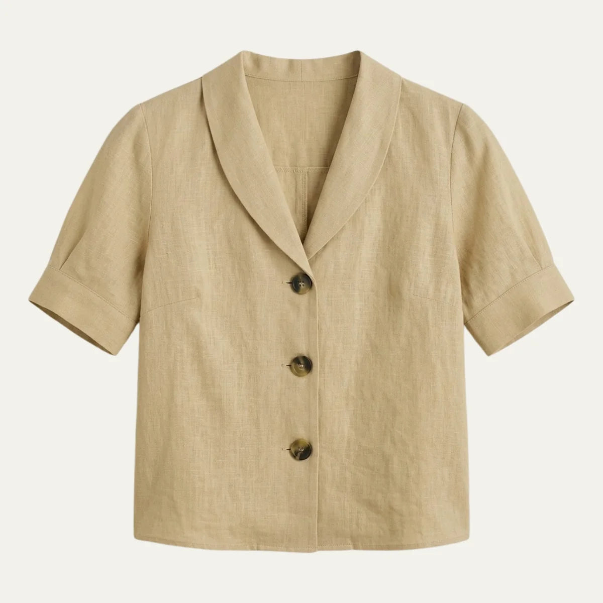 Women's Summer Linen Blend Button-Front Top