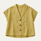 Women's Summer Linen Blend Button-Front Top