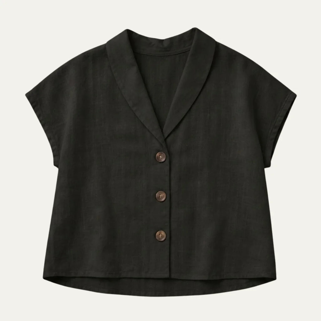 Women's Summer Linen Blend Button-Front Top