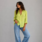 Women's Summer Linen Blend Button-Up Blouse