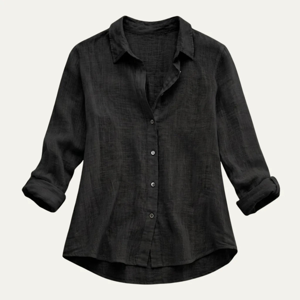 Women's Summer Linen Blend Button-Up Blouse