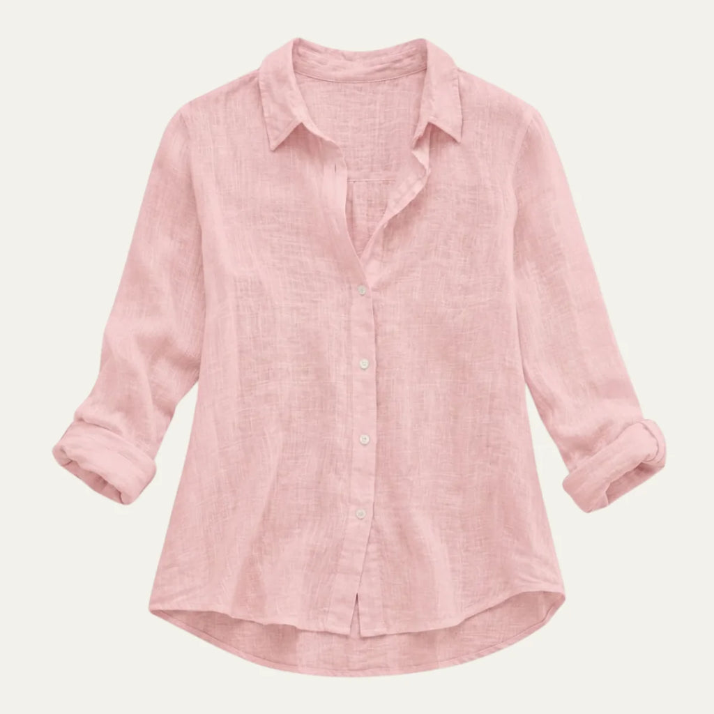 Women's Summer Linen Blend Button-Up Blouse