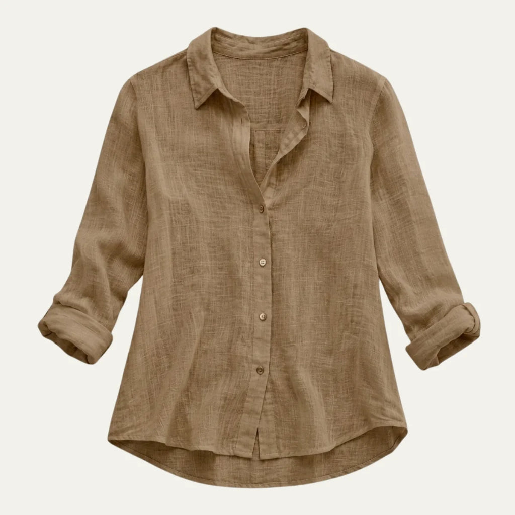 Women's Summer Linen Blend Button-Up Blouse