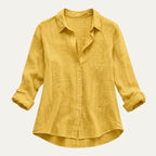 Women's Summer Linen Blend Button-Up Blouse